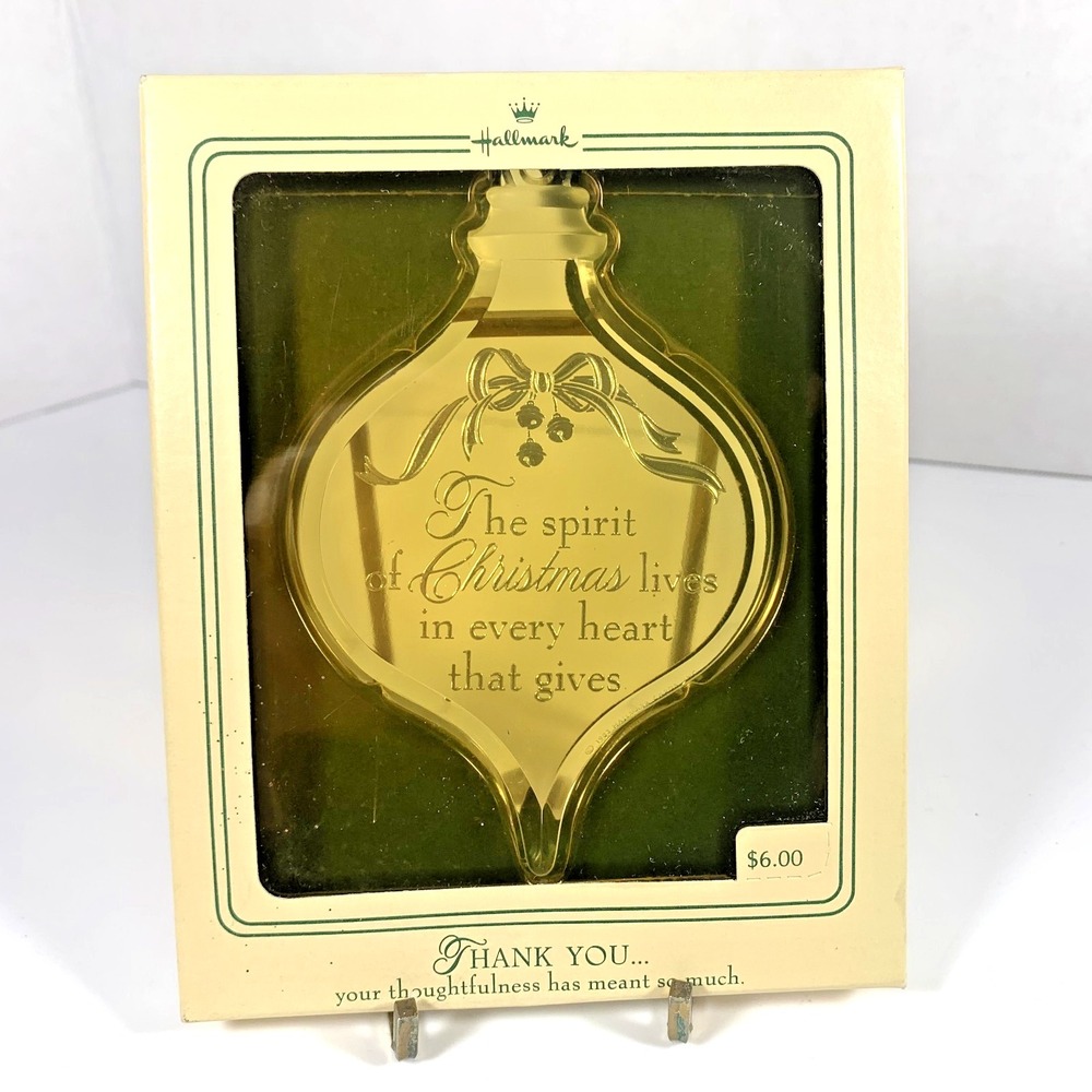 Hallmark 1984‎ Vintage Ornament Thank You Acrylic Holiday Keepsake